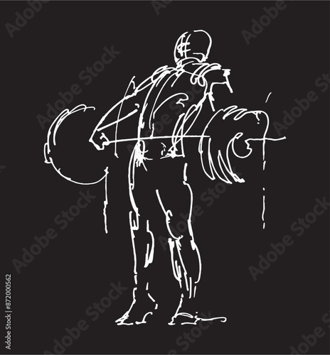 Outline Artwork Gym White on Black Vector for T-shirts and Wall Decal Workout Athletic Gym Muscle Logo Fitness Beast Barbell Bodybuilding Healthy Wall Sticker for Gym Decor
