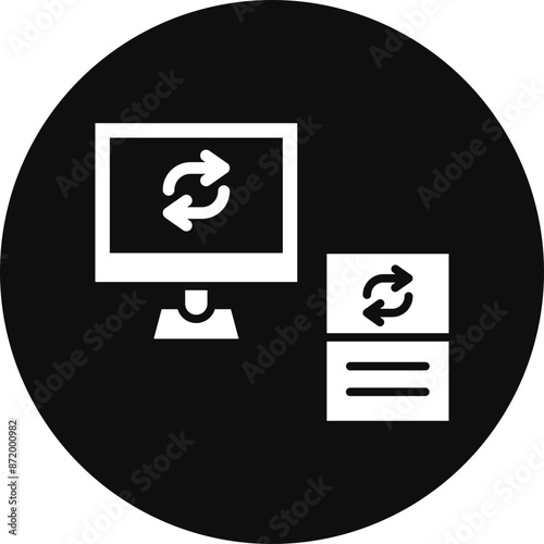 Data Synchronization Glyph Black Circle Icon