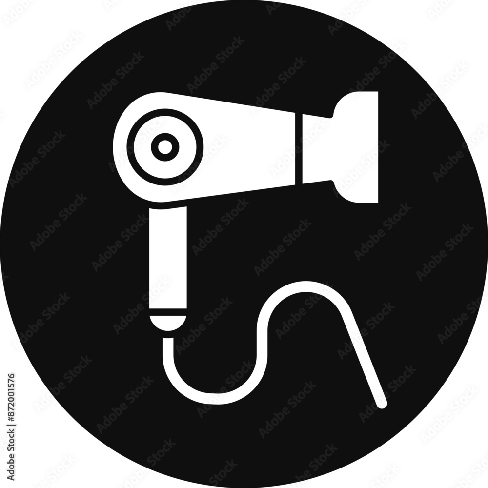 Hair Dryer Glyph Black Circle Icon Hair Dryer Glyph Black Circle Icon
