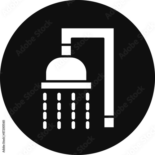 Shower Glyph Black Circle Icon