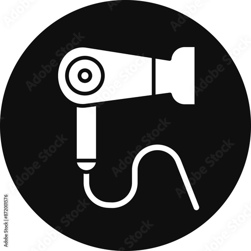 Hair Dryer Glyph Black Circle Icon