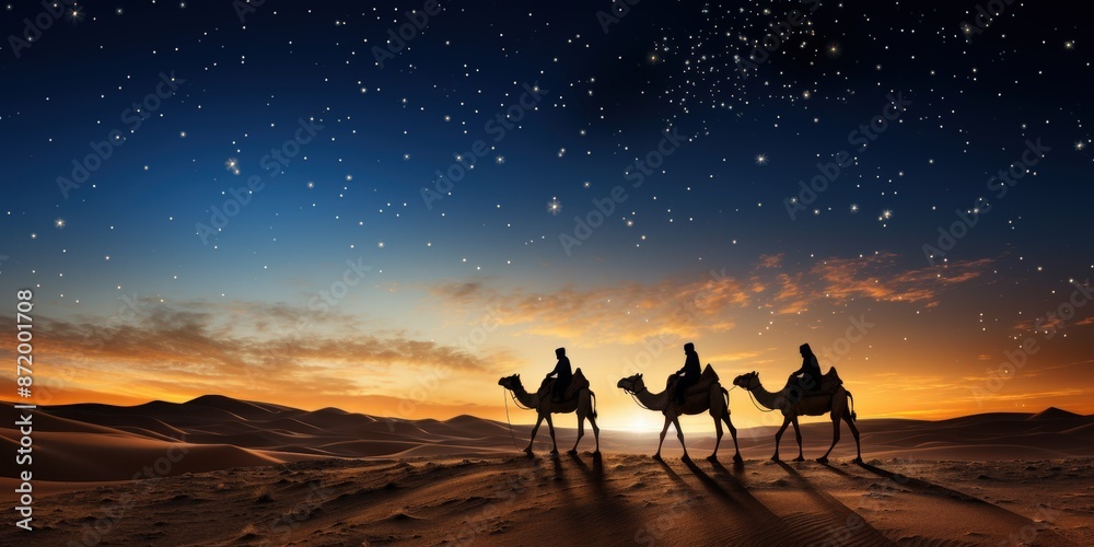 Fototapeta premium Caravan under a Starry Sky