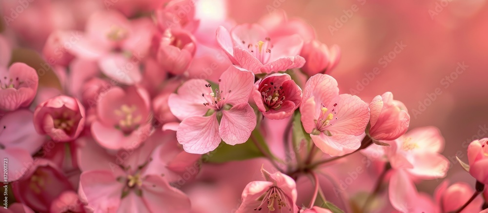 Macro photograph of pink flowers on one of the first spring-flowering trees with a copy space image. Macro photograph of pink flowers on one of the first spring-flowering trees with a copy space image.