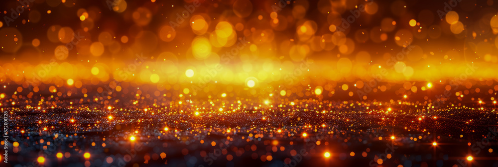 Vibrant Golden Bokeh Background with Sparkling Lights and Holiday Atmosphere Vibrant Golden Bokeh Background with Sparkling Lights and Holiday Atmosphere