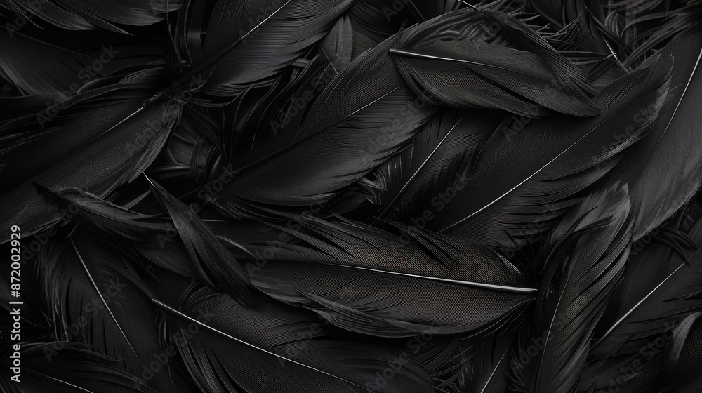 Elegant abstract background featuring black feathers arranged artistically, perfect for sophisticated designs Elegant abstract background featuring black feathers arranged artistically, perfect for sophisticated designs