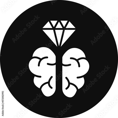 Brilliant Brain Glyph Black Circle Icon