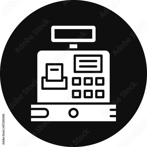 Cash Machine Glyph Black Circle Icon