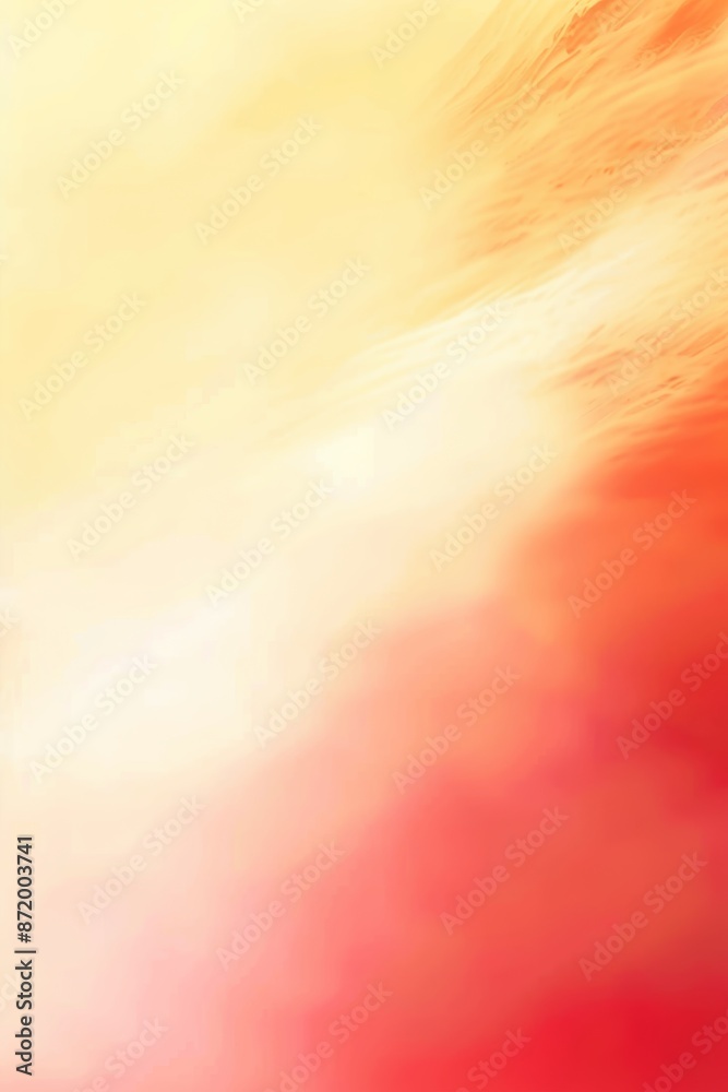 Naklejka premium A blurred color background with a soft gradient of red, yellow and pink hues, with the lower half featuring a white cream color for text or graphic elements