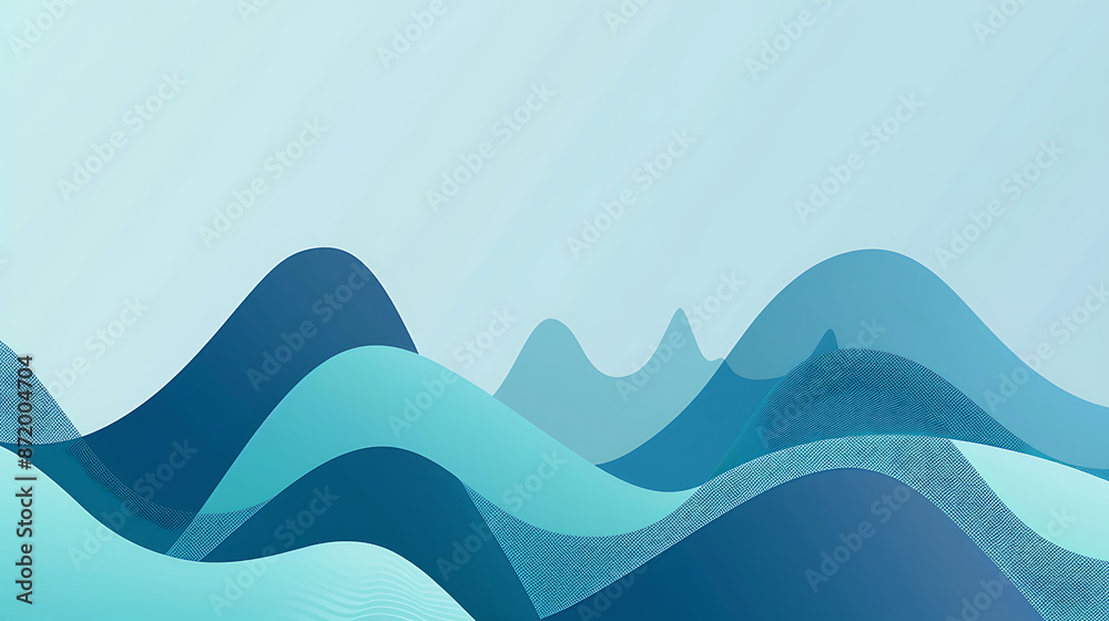 Abstract Blue Wave Mountain Landscape Abstract Blue Wave Mountain Landscape