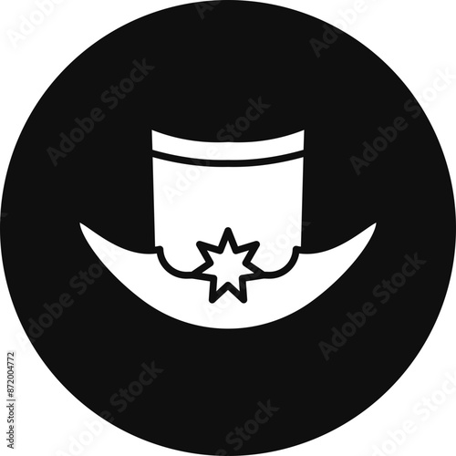 Hat Glyph Black Circle Icon