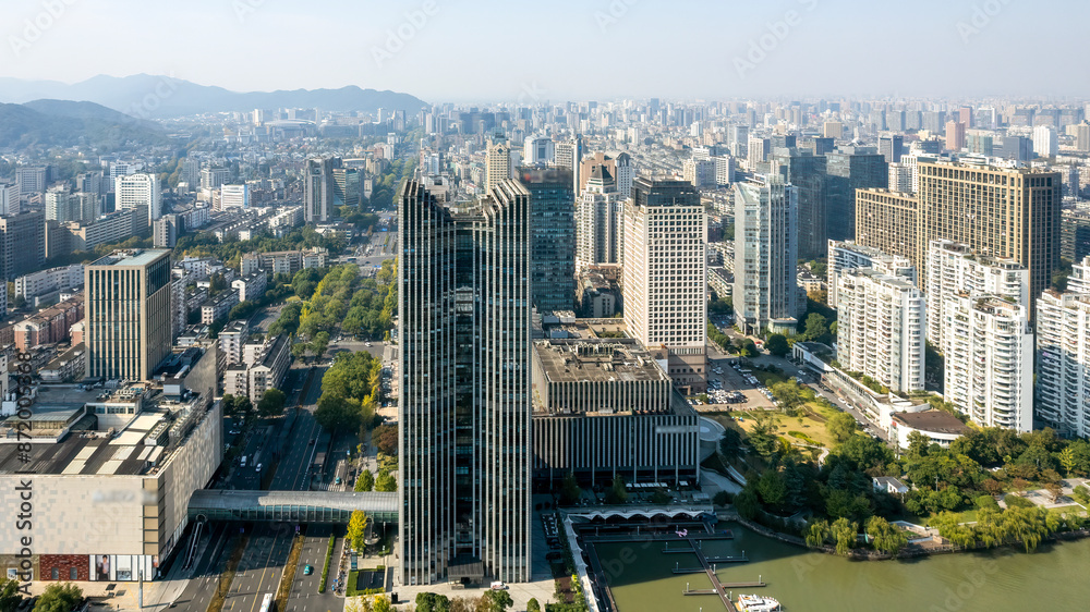 Naklejka premium Modern Urban Landscape with High-Rise Buildings