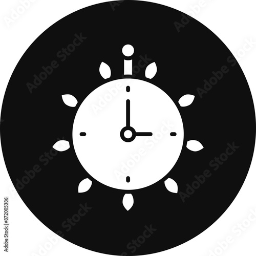 Clock Glyph Black Circle Icon