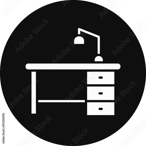 Work Table Glyph Black Circle Icon