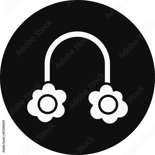Earmuff Glyph Black Circle Icon