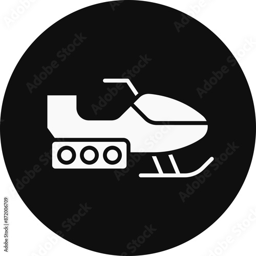 Snowmobile Glyph Black Circle Icon