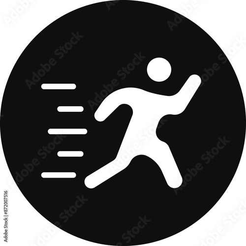 Running Glyph Black Circle Icon