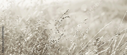 A monochromatic photo of a grassy field with plants ideal for backgrounds, featuring copy space image. photo