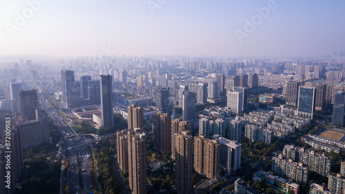 Expansive Urban Cityscape at Sunrise