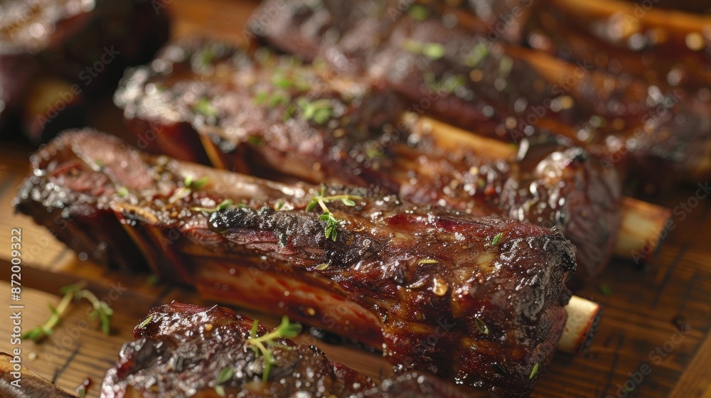Slowroasted venison ribs are basted in a savory marinade and fall off the bone with each delicious bite. Slowroasted venison ribs are basted in a savory marinade and fall off the bone with each delicious bite.
