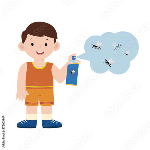 Mosquito repellent spray. mosquito control concept