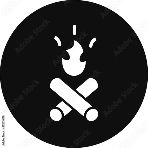 Fire Glyph Black Circle Icon