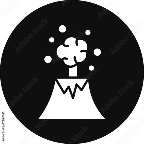 Volcano Glyph Black Circle Icon