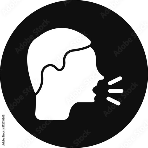 Cough Glyph Black Circle Icon