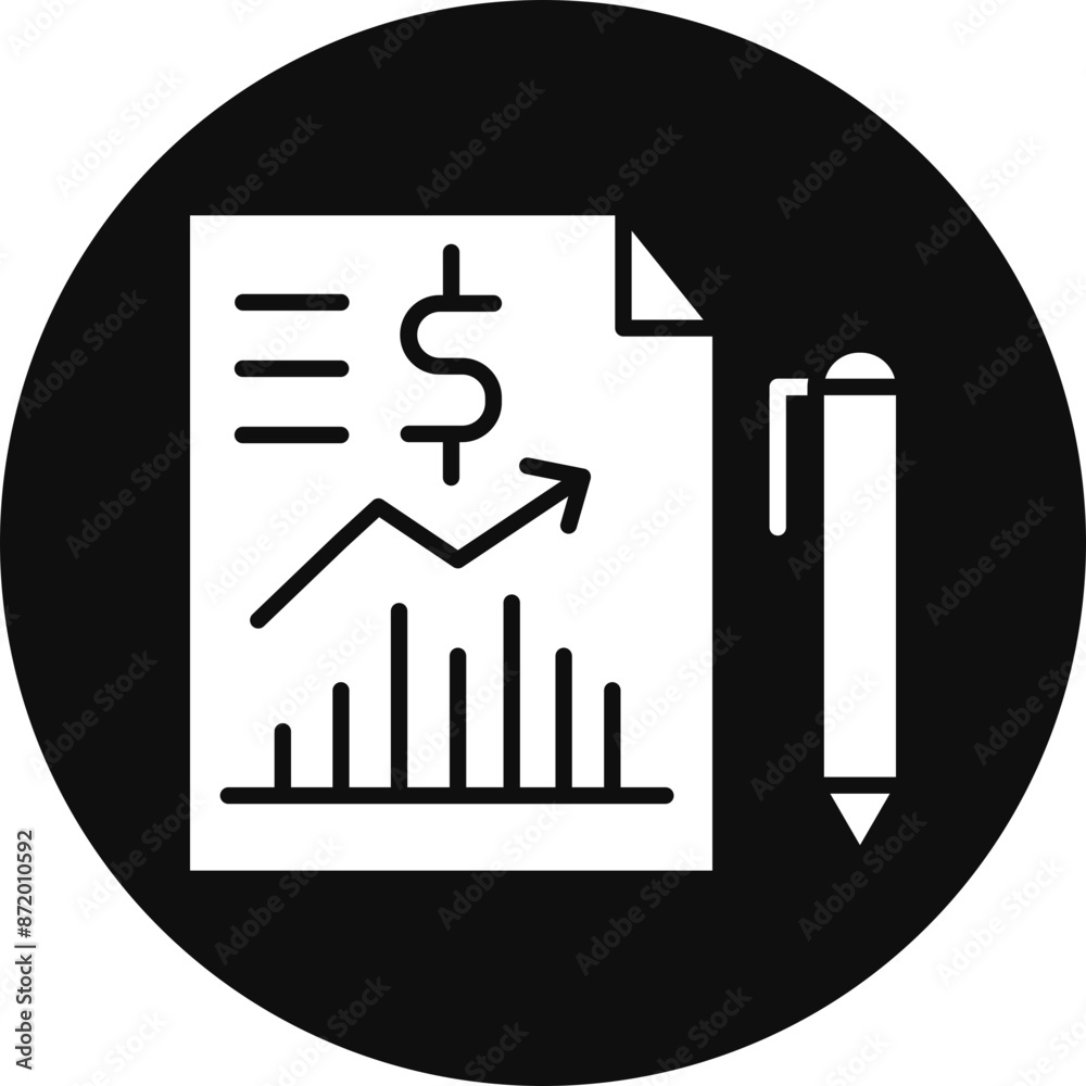 Business Report Glyph Black Circle Icon Business Report Glyph Black Circle Icon