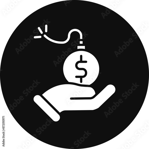 Debt Glyph Black Circle Icon