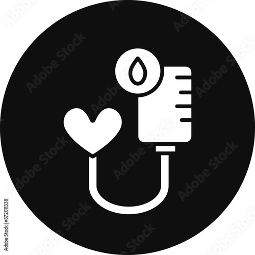 Blood Transfusion Glyph Black Circle Icon