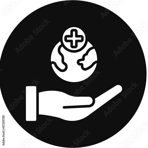 Global Aid Glyph Black Circle Icon