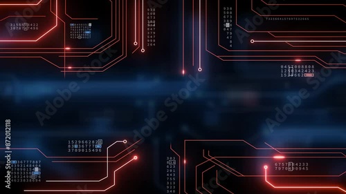 Digital cyberspace circuit board with binary code particles network