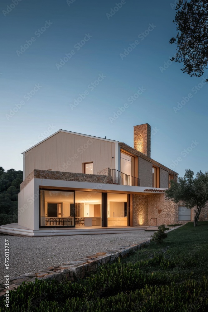 Design a Contemporary award-winning catalan Casa sencilla bonita, frontal shot ::10 , Estilo Rústico Moderno, focusing on the juxtaposition of Hormigón visto and oak wood planks, which embodies a se Design a Contemporary award-winning catalan Casa sencilla bonita, frontal shot ::10 , Estilo Rústico Moderno, focusing on the juxtaposition of Hormigón visto and oak wood planks, which embodies a se