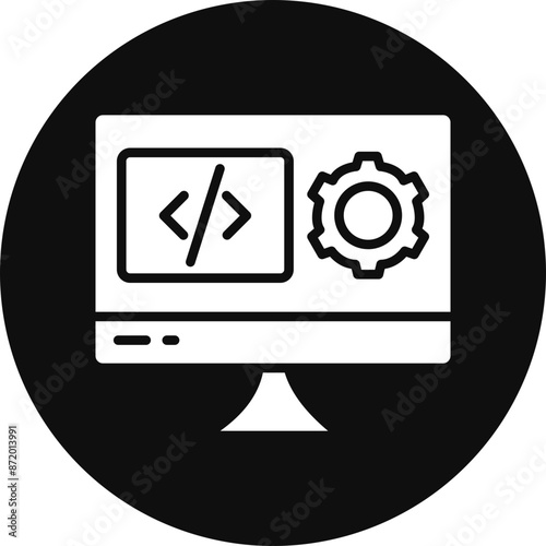 Software Engineering Glyph Black Circle Icon