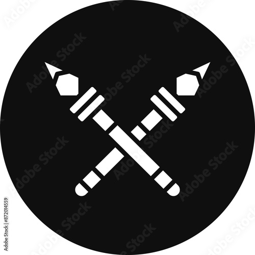 Spear Glyph Black Circle Icon