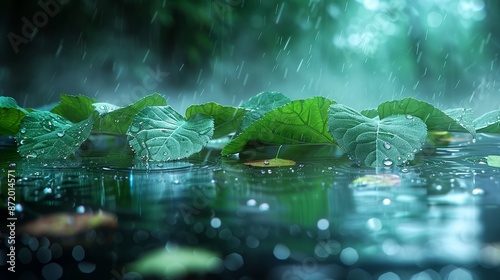 Rain-Kissed Leaves on a Still Pond © lan