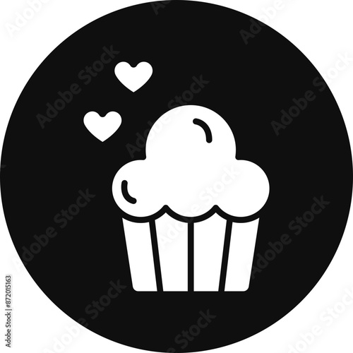 Cupcake Glyph Black Circle Icon
