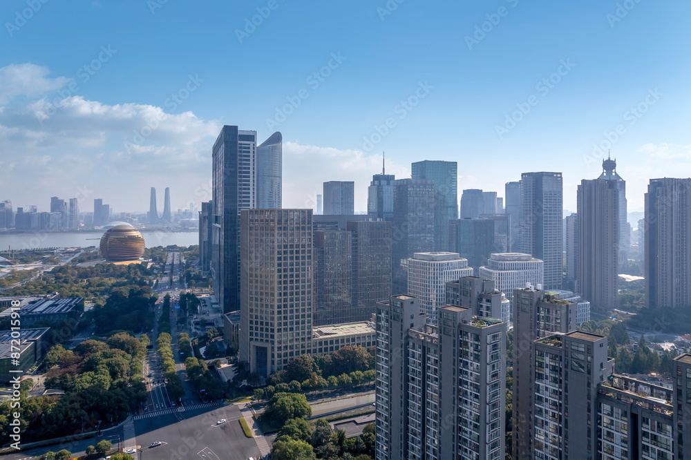 Fototapeta premium Modern City Skyline on a Clear Day