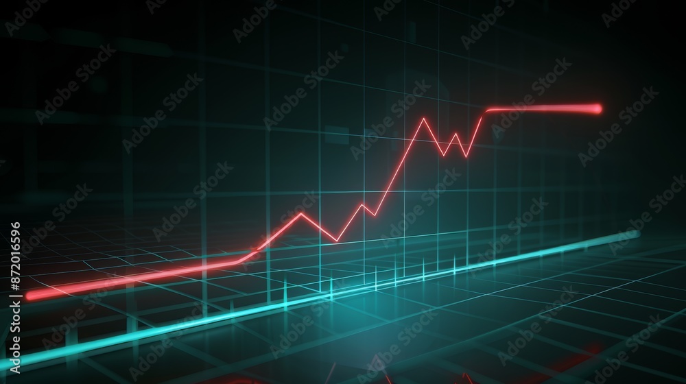 Naklejka premium Creative growing business chart hologram on blurry background