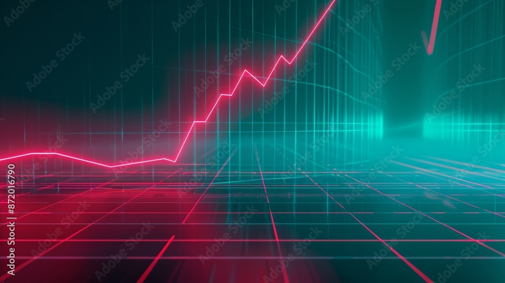 Fototapeta premium Creative growing business chart hologram on blurry background