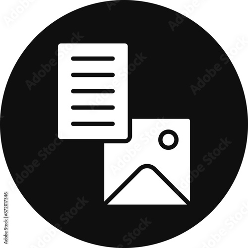 Text To Image Vector Glyph Black Circle Icon