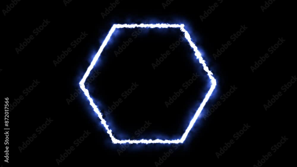 A black background with a plasma hexagon inside it. 3D animation. A black background with a plasma hexagon inside it. 3D animation.