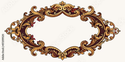 carvings, intricate, frame, mirror, Ornate Rococo style mirror frame with delicate curves and intricate carvings