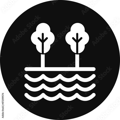 Creek Vector Glyph Black Circle Icon