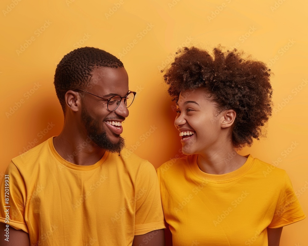 Happy couple joyfully gazing at each other with beaming smiles and expressions of happiness Happy couple joyfully gazing at each other with beaming smiles and expressions of happiness