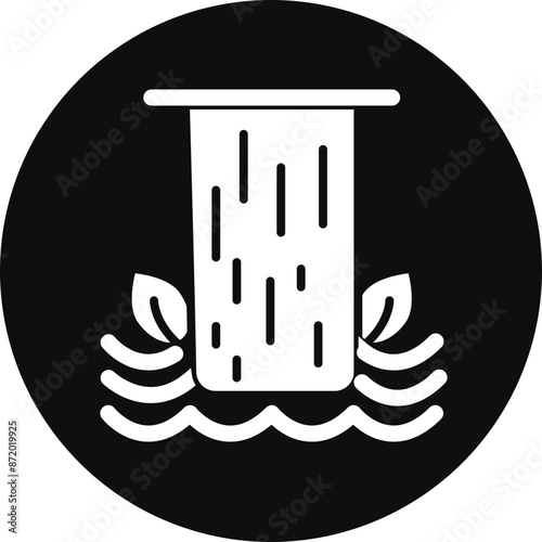 Waterfall Vector Glyph Black Circle Icon