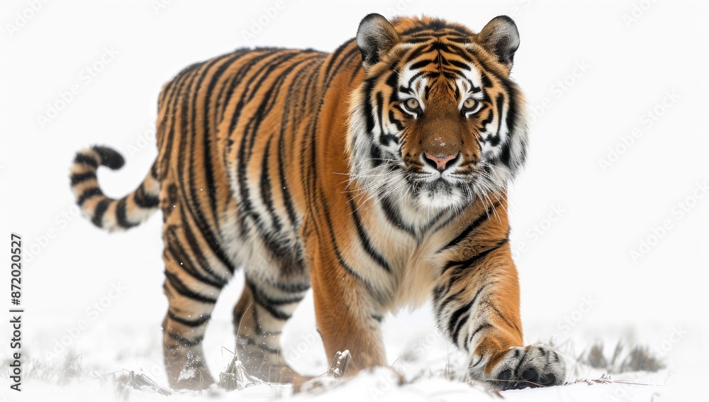 Naklejka premium Tiger Walking in the Snow