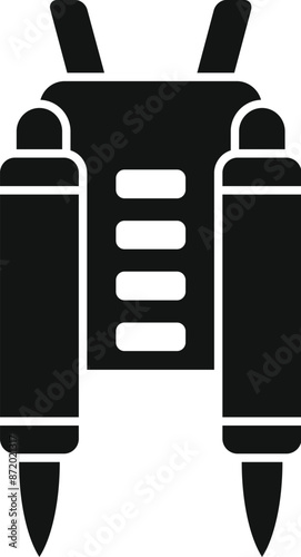 Black icon of a jetpack generating vertical thrust for flying upwards