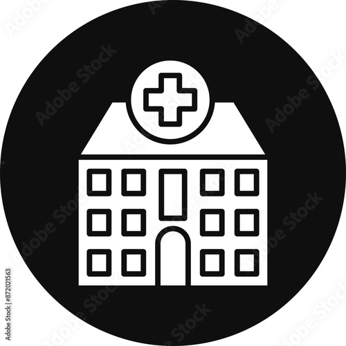 Hospital Glyph Black Circle Icon