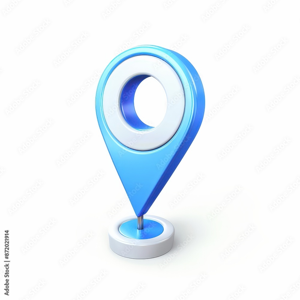 Blue and White 3D Location Pin Blue and White 3D Location Pin